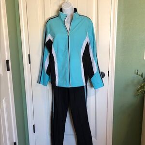 Women's Aqua and Black Track Suit